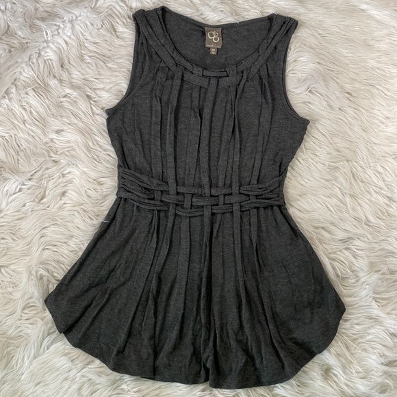 Anthropologie Tops - One September • Heather Grey Braided Babydoll Tank Rayon